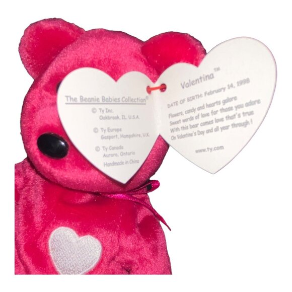 Ty Beanie Baby Valentina 1998 Bear Plush With Heart Embroidered Chest & Tags - Picture 6 of 9
